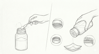 心配ご無用！スパチュラ不要！粉末試薬用ディスペンスキャップ