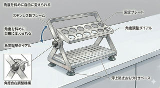 【角度自在】浮上防止機能付き・ステンレス　遠沈管ラック